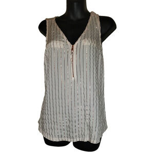 Candies Zipper Pink Tank Top M Y2K Sheer Metallic Stripes See-thru Medium Light